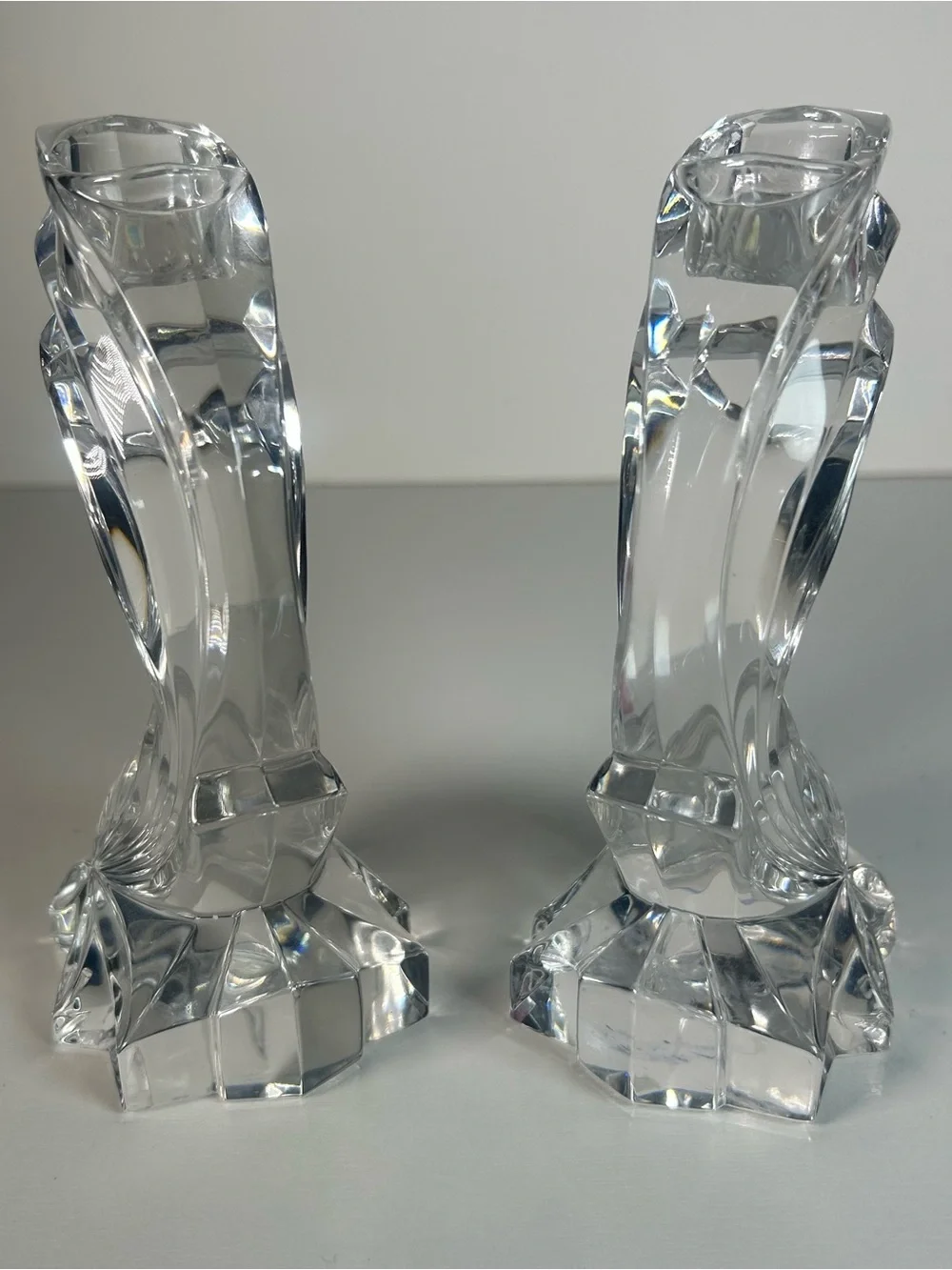 Lenox Fall Star Fine Crystal Candlestick Holders Set Of 2 Vintage Clear Elegant